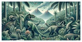 Tablou lumea preistorică a dinozaurilor în junglă