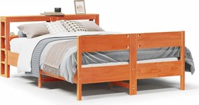 vidaXL Cadru de pat fără saltea, maro ceruit 140x200 cm lemn masiv pin