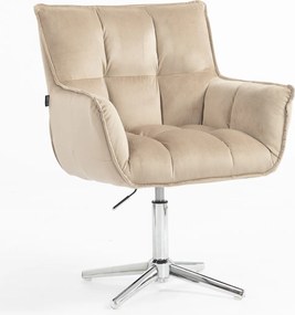 HR560CROSS Scaun Catifea Latte cu Bază Cromata