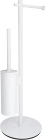 Suport hartie freestanding Omnires Modern Project cu spatiu pentru perie alb mat