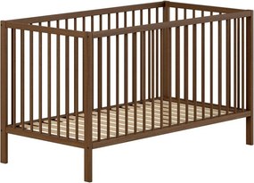 Pătuț maro din lemn de fag cu latură detașabilă/cu înălțime reglabilă 70x140 cm Dino – Vipack