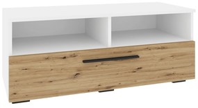 Comoda Kos, O Usa, 2 Polite, Alb/Stejar Artisan, 95 x 40 x 39 cm