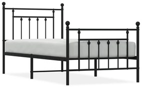 353547 vidaXL Cadru pat metalic cu tăblii de cap/picioare, negru, 90x190 cm
