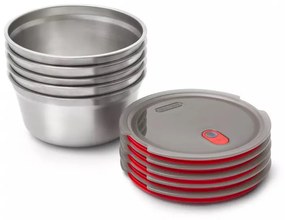 Cutie alimentara Black+Blum Meal Prep FBSS-BL-L017, 950 ml, Rotund, Potrivit pentru cuptor, Fara BPA, Otel inoxidabil, Gri/Rosu