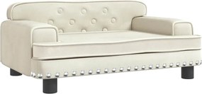 vidaXL Pat de câini, crem, 70x45x30 cm, catifea