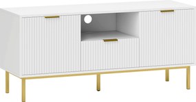 HOMCOM Comodă TV, mobilier TV pentru 127 cm cu 2 uși cu închidere silențioasă, sertar și compartiment deschis, 120x39x54cm, alb | Aosom Romania