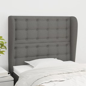 vidaXL Tăblie de pat cu aripioare gri închis 83x23x118/128 cm textil