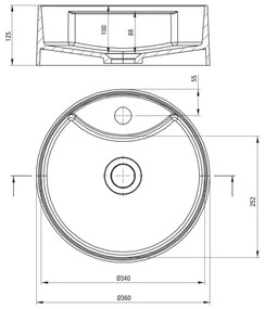 Deante CQS_SU4B — lavoar SILIA pentru blat, Ø 36 cm, granit/gri metalizat, cu orificiu