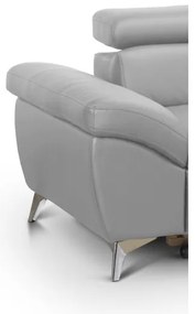 Canapea colțar extensibilă din piele SALERNO II, dreapta, gri