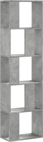 vidaXL Bibliotecă cu 5 niveluri gri beton 45x23,5x162,5 cm lemn