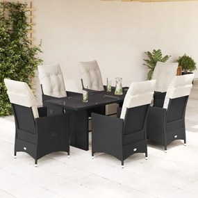 3276869 vidaXL Set mobilier de grădină cu perne, 7 piese, negru, poliratan