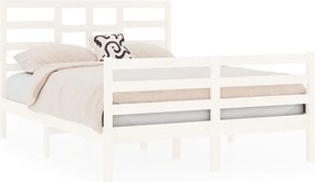 vidaXL Cadru pat, alb, 140x190 cm, lemn masiv