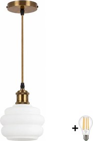 BRILAGI - Lustra LED pe cablu RETRO GLASS 1xE27/60W/230V Ø 20 cm auriu/alb