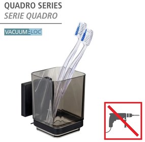 Suport pentru periuța de dinți negru autoadeziv din plastic Quadro – Wenko