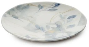 Set de veselă 24 piese din porțelan, alb/albastru