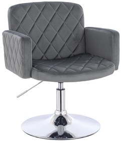 HR802N Scaun Grafit din Catifea cu Bază Cromata
