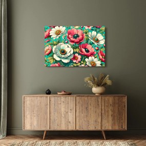 Tablou - Flori pe fundal albastru (90x60 cm)
