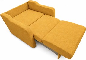 Fotoliu SAMY extensibil, cu lada de depozitare, stofa galben , cadru metalic, 103x100x92 Stofa, Galben