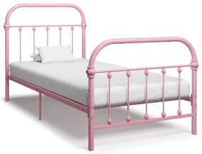 vidaXL Cadru de pat, roz, 90 x 200 cm, metal