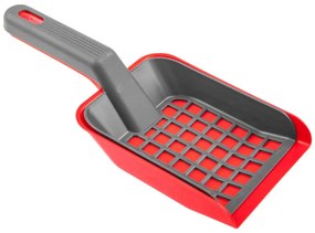 Lopatica 2 in 1 pentru animale Fackelmann 49493, Sita, 28 cm, Plastic, Rosu/gri