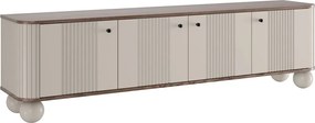 Dulap TV Vesper 4D 187 cm - cașmir / nuc / mânere negre / picioare rotunde