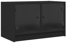 836358 vidaXL Comodă TV cu uși din sticlă, negru, 68x37x42 cm