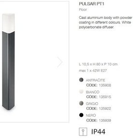 Stalp modern de exterior cu protectie IP44 PULSAR PT1 ANTRACITE 135908