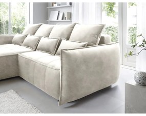 Colțar bej extensibil/cu spațiu de depozitare cu tapițerie din catifea (cu colț pe partea stângă/cu șezlong) Campo – ELTAP