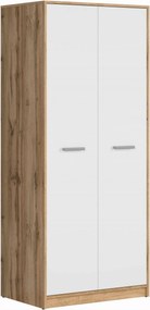 Dulap MATOS, alb/stejar, PAL, cu doua usi, 80x55x189 cm