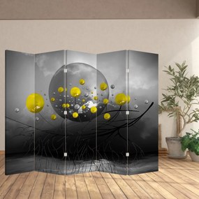 Paravan - Bile abstracte galbene (210x170 cm)