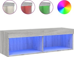 vidaXL Comodă TV cu lumini LED, gri sonoma, 100x30x30 cm