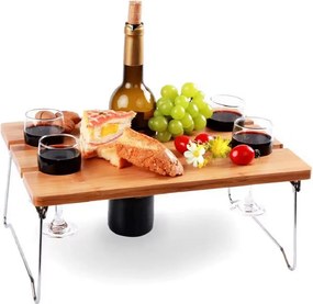 Masă de vin pliabilă din bambus EH, 38 x 28 x 18cm