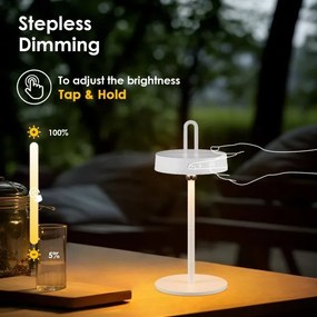 Lampă de masă LED, reglabilă, reîncărcabilă, pentru exterior, cu control tactil GENTLE LED/1,5W/3,7V 3000 mAh IP44 albă