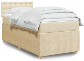 vidaXL Pat box spring cu saltea, crem, 80x200 cm, textil