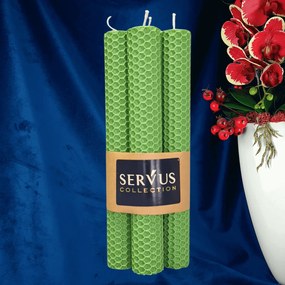 Set 4 Lumanari tip fagure din ceara colorata, rulate manual - Verde deschis 3,5 cm, 5 cm, Verde deschis