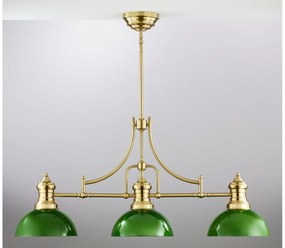 Lustră cu tijă PLATINO Jupiter 2074, 3xE27/15W/230V, verde/auriu