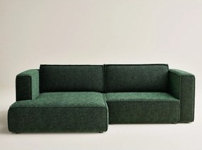 Colțar verde închis extensibil/cu spațiu de depozitare cu tapițerie din chenille (cu colț pe partea stângă/cu șezlong) Velto – Maison de Rêve