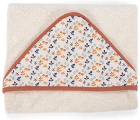 Prosop pentru copii din bumbac crem cu glugă 80x80 cm Pomme des Bois - Moulin Roty