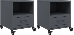 vidaXL Noptiere, 2 buc., antracit, 36x39x43,5 cm, oțel