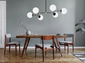 Lustra 6 Becuri Damar - 6321, Soclu E27, Max. 40W, Culoare Negru / Alb