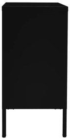 Servanta, negru, 75x35x70 cm, otel si sticla securizata 1, Negru