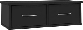 vidaXL Raft de perete cu sertar, negru, 60x26x18,5 cm, lemn prelucrat