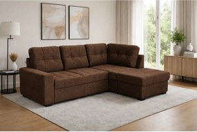 Coltar extensibil pentru living HERA, sezlong dreapta, stofa maro - Ca