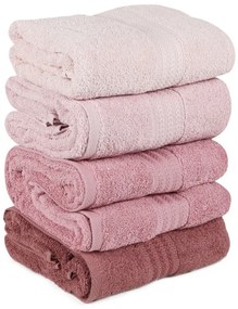 Set 4 prosoape baie Rainbow Powder, 70 x 140 cm, roz pudră