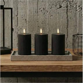 Set de 3 lumânări LED BRILLO, 12,5 cm, negre, alimentate cu 2x AA, cu telecomandă