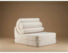 Fotoliu pentru copii crem cu tapițerie din țesătură bouclé Flipster – Wigiwama