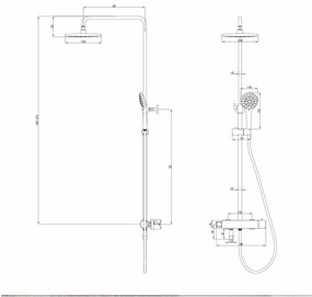 Coloana dus cu baterie termostatata Lemark Bronx, pipa cada, negru mat - LM3772BL