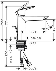 Baterie lavoar Hansgrohe, Logis Fine 110, cu ventil, crom