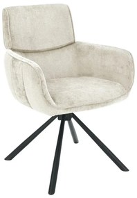 Set de 2 scaune pivotante, Metal Negru, Chenille Sampanie, UNIQUE A-46322 VC