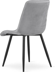 Scaun de masa SPLIT VELVET cu picioare negre, gri deschis